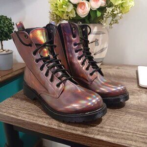 **IRIDESCENT COMBAT BOOTS NEVER WORN**